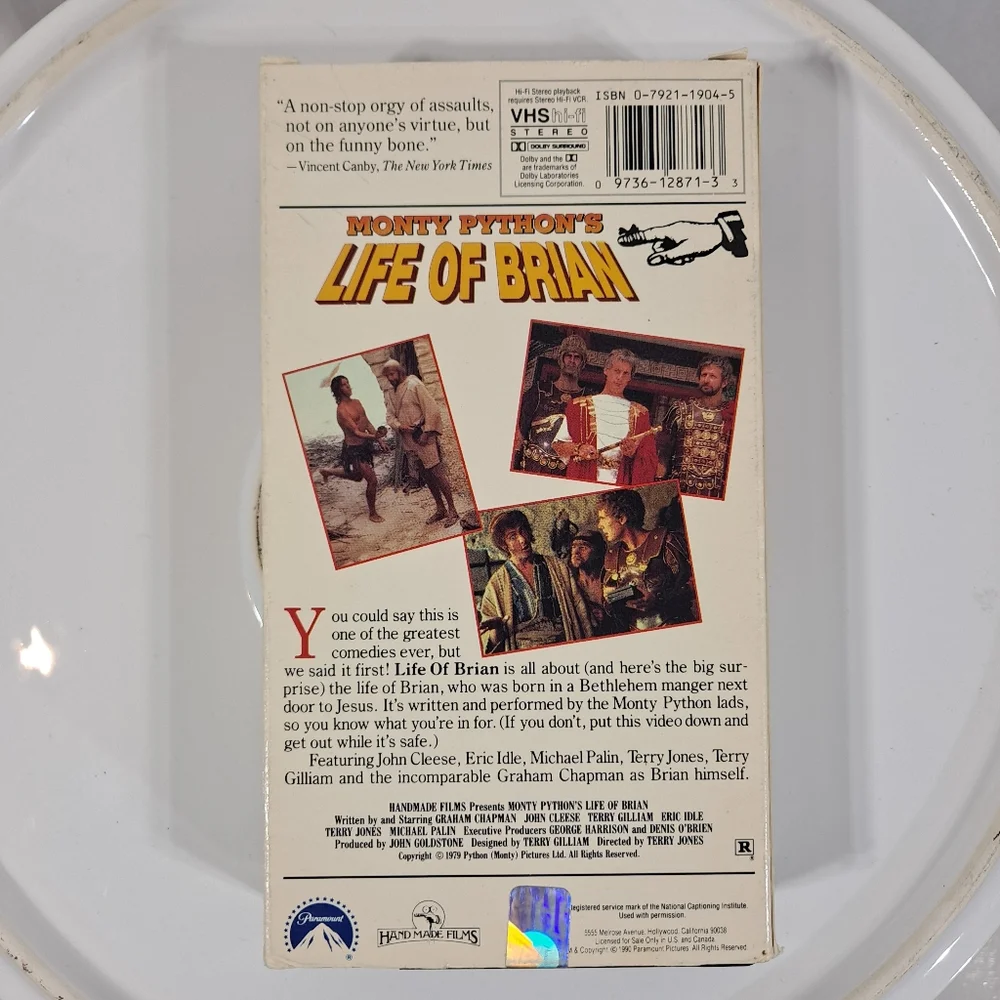 Paramount Monty Python's Life Of Brian VHS Tape